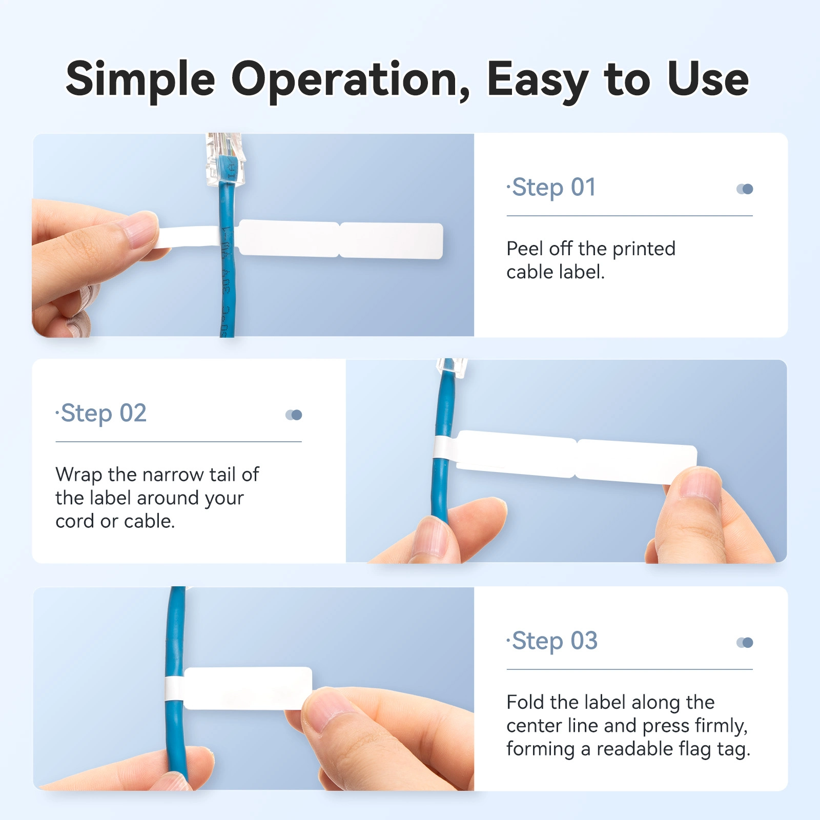 NIIMBOT D Series Cable Labels, Oil&Scratch Proof, Thermal, for Cable Sorting