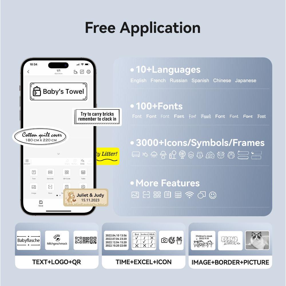 NIIMBOT D11 Upgraded 300DPI Thermal Label Maker Portable Bluetooth for Home, School, Office
