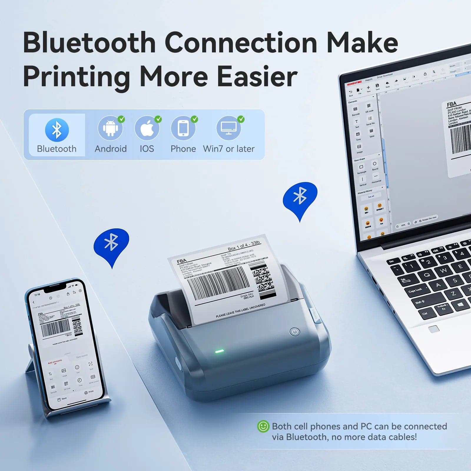 NIIMBOT B4 4-Inch Thermal Label Printer for Shipping Label, Package Label & Warehouse Logistic