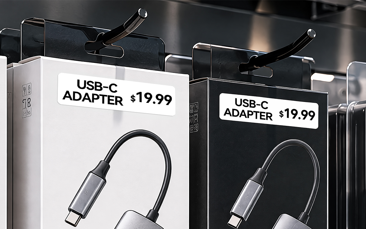 Small Electronics Accessory Price Labels scene