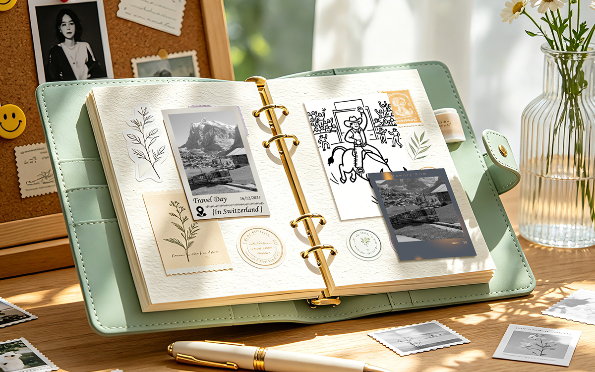 Notebook Photo Labels scene