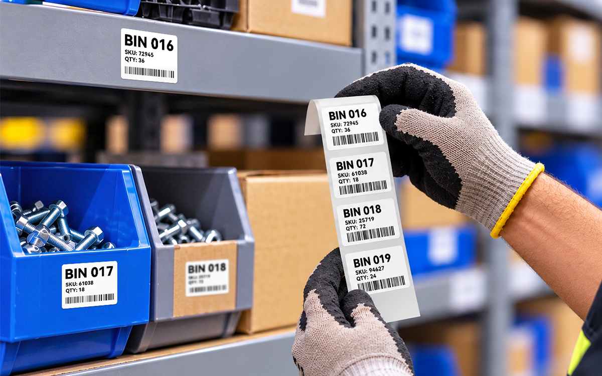 Hardware Bin Asset Labeling scene