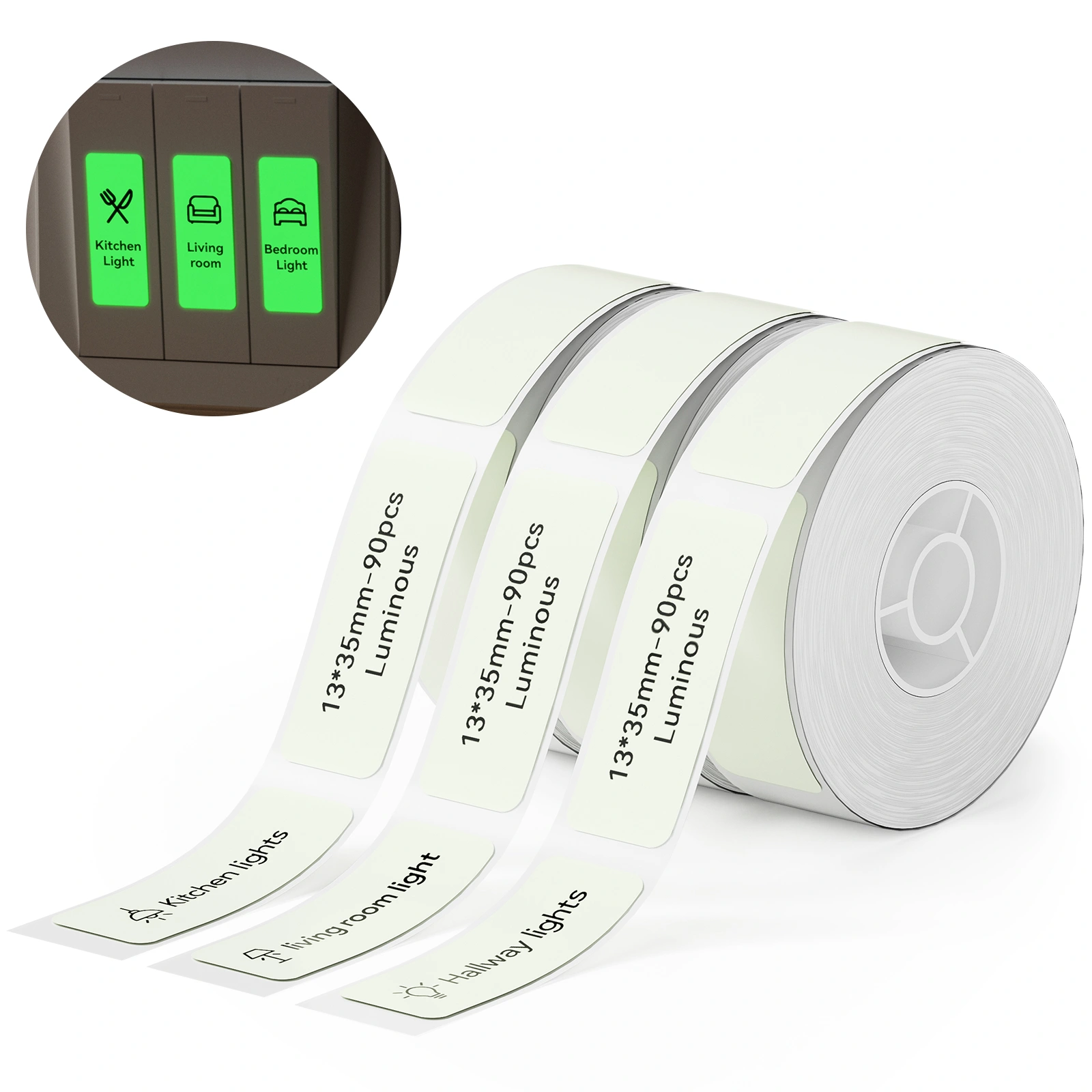 NIIMBOT D Series Transparent & Glow-in-the-Dark Label Tape, Waterproof, Thermal