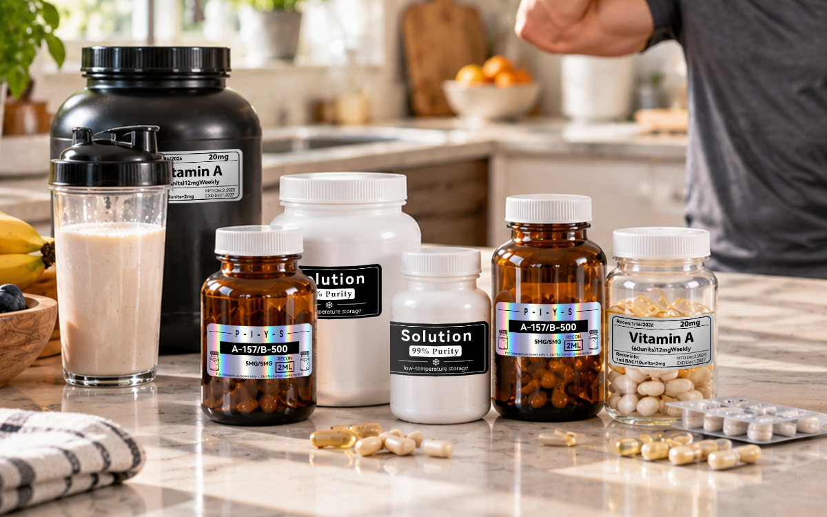 Health supplement labels scene