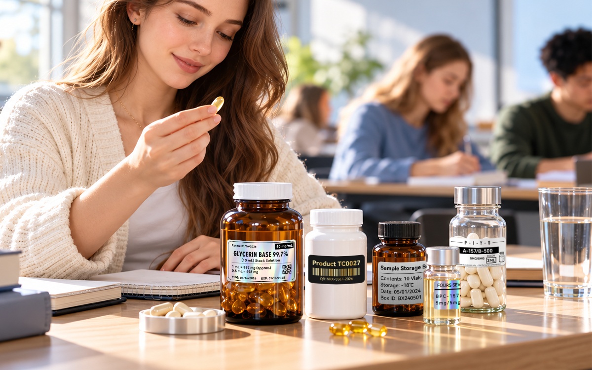 Health supplement labels scene