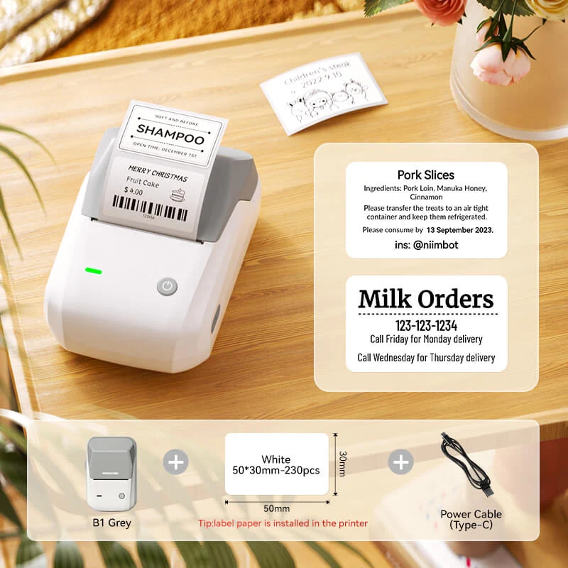 NIIMBOT B1 Thermal Food label printer for Home, Business Support Android, iPhone, Windows
