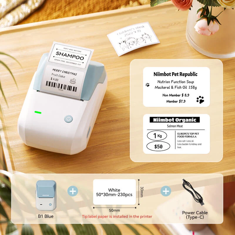 NIIMBOT B1 Thermal Food label printer for Home, Business Support Android, iPhone, Windows