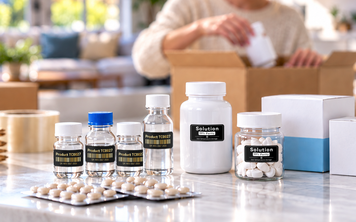 Vial bottle shipping label scene