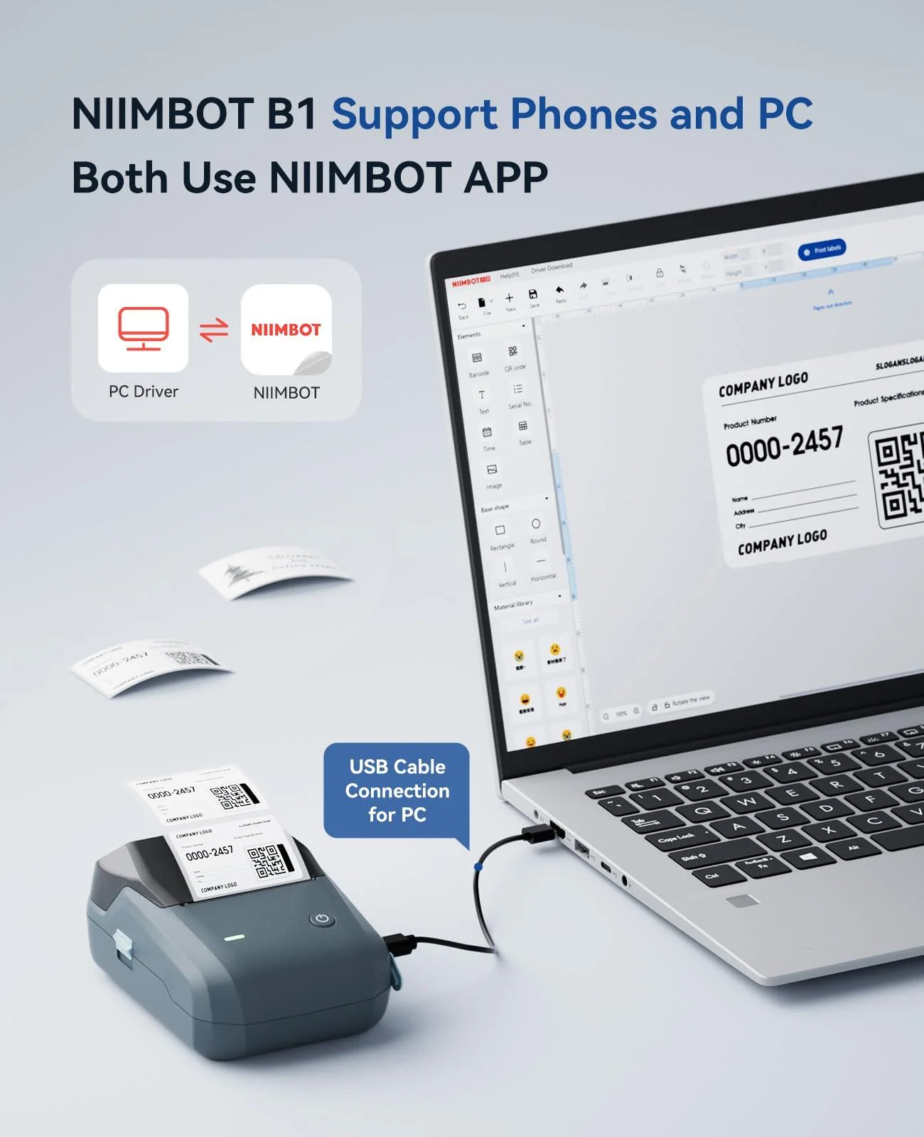 NIIMBOT B1 Thermal Label Maker | Small Business, Food, Office, Clothing & Transparent Labels