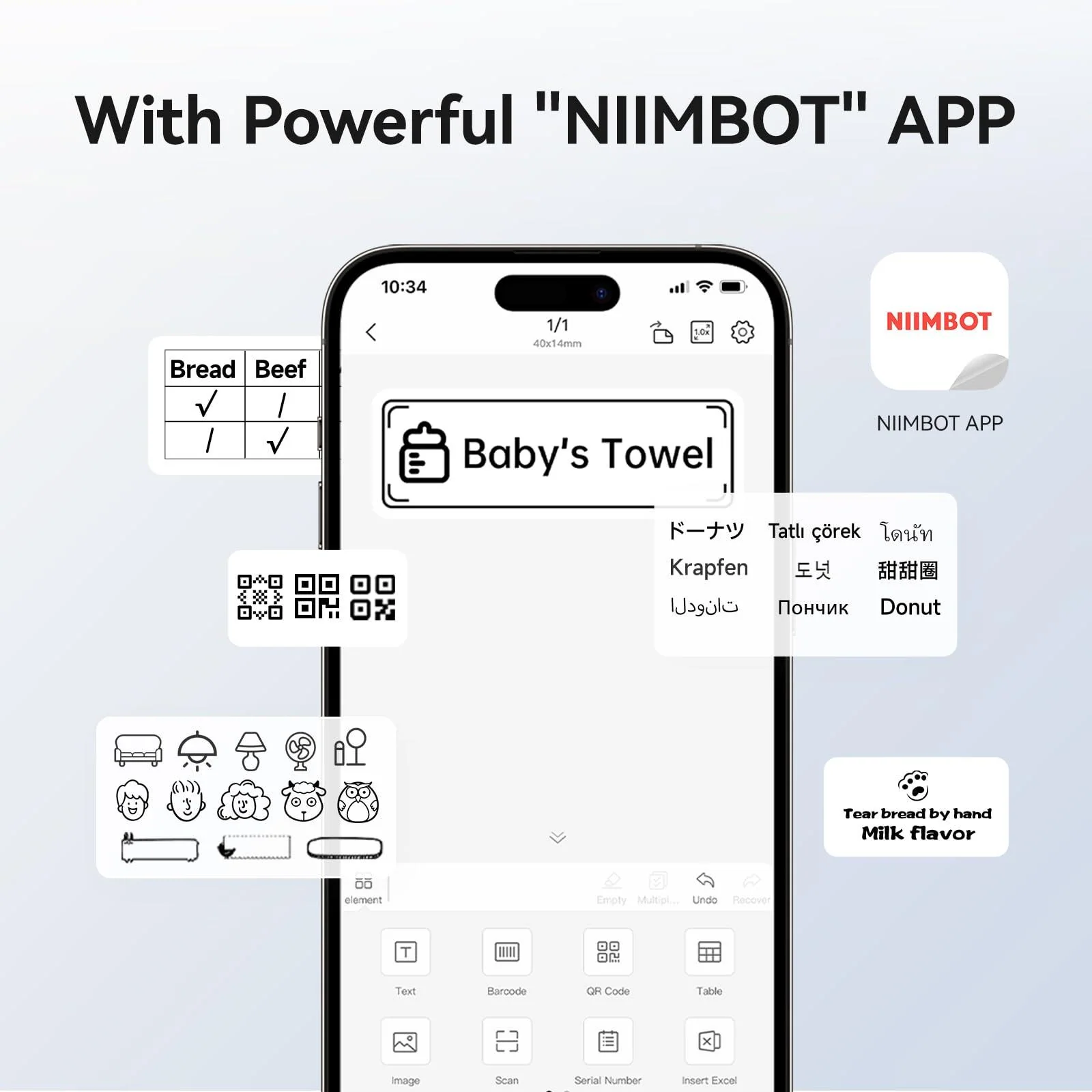 NIIMBOT B1 Thermal Label Maker | Small Business, Food, Office, Clothing & Transparent Labels
