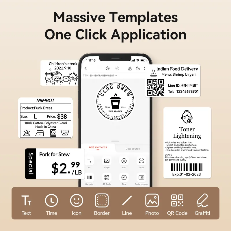 NIIMBOT B1 Thermal Food label printer for Home, Business Support Android, iPhone, Windows