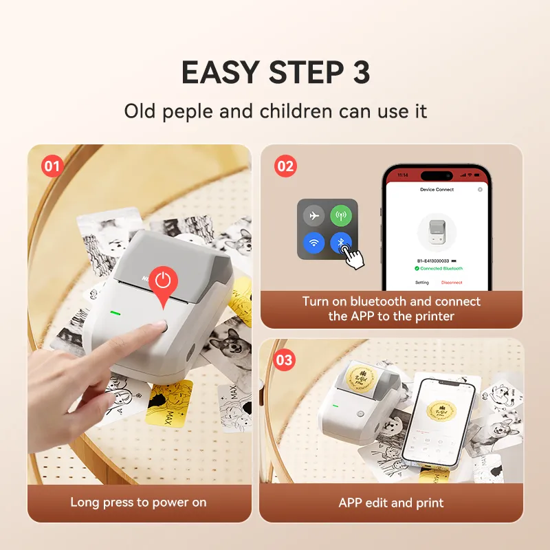 NIIMBOT B1 Thermal Food label printer for Home, Business Support Android, iPhone, Windows