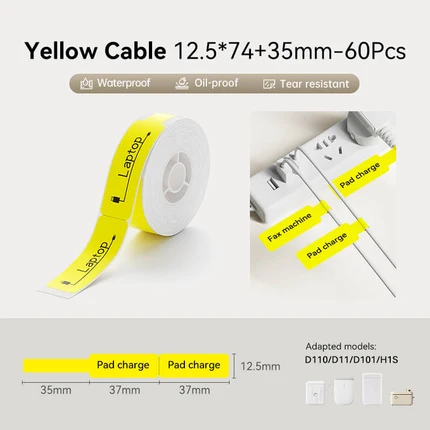 NIIMBOT D Series Cable Labels, Oil&Scratch Proof, Thermal, for Cable Sorting