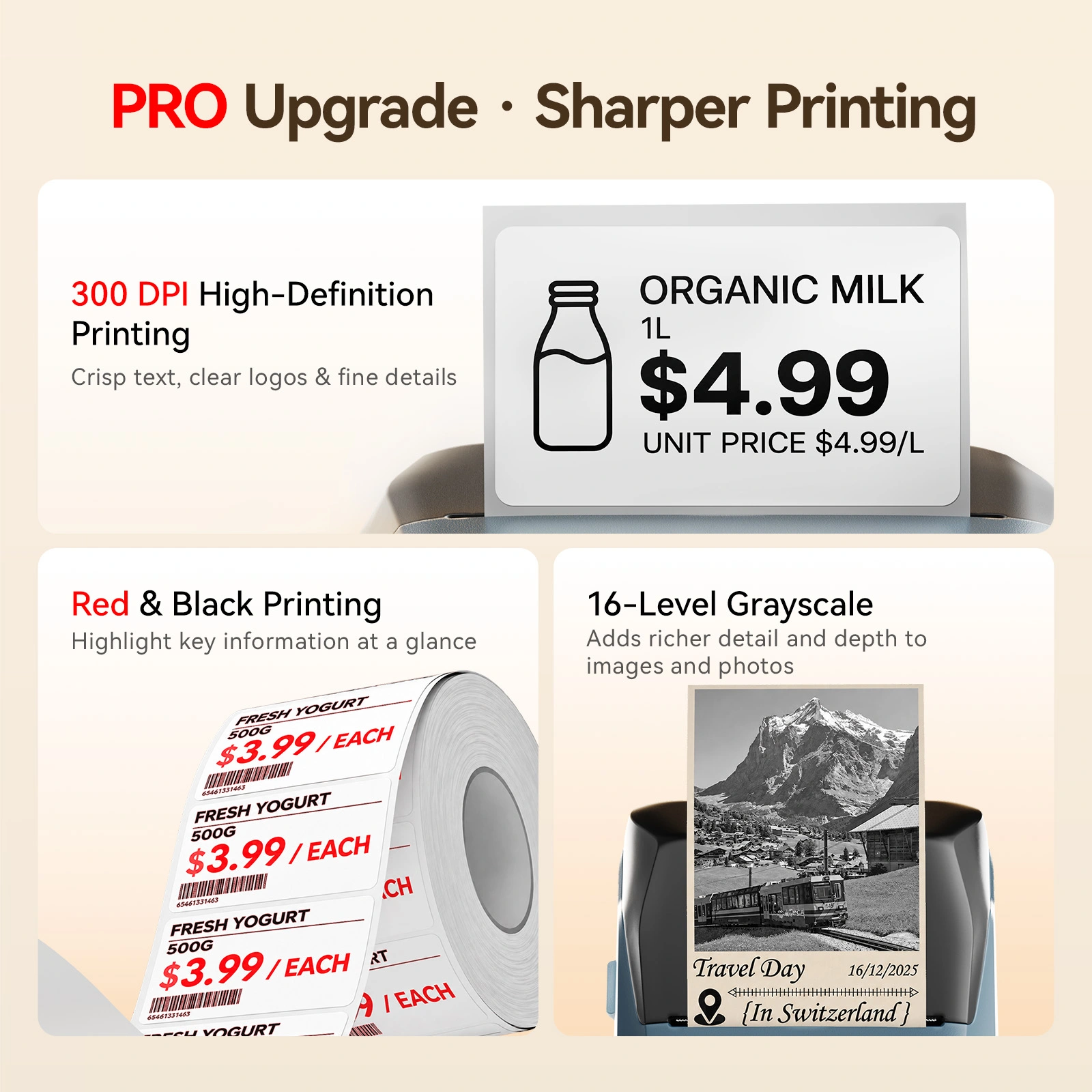 NIIMBOT B1 Pro Coffee Shop Label Printer with Red & Black Printing