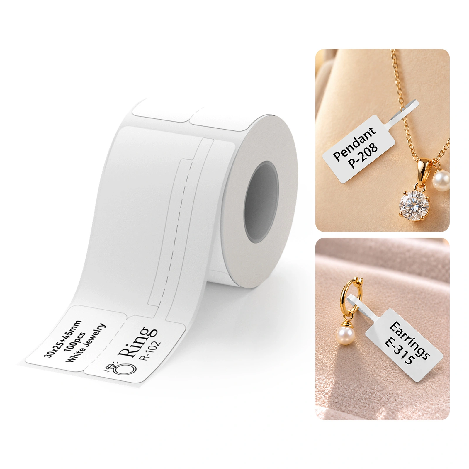 NIIMBOT Jewelry Label Paper, White & Amber, Compatible with B21, B203, B1, B3S, B31 & B4