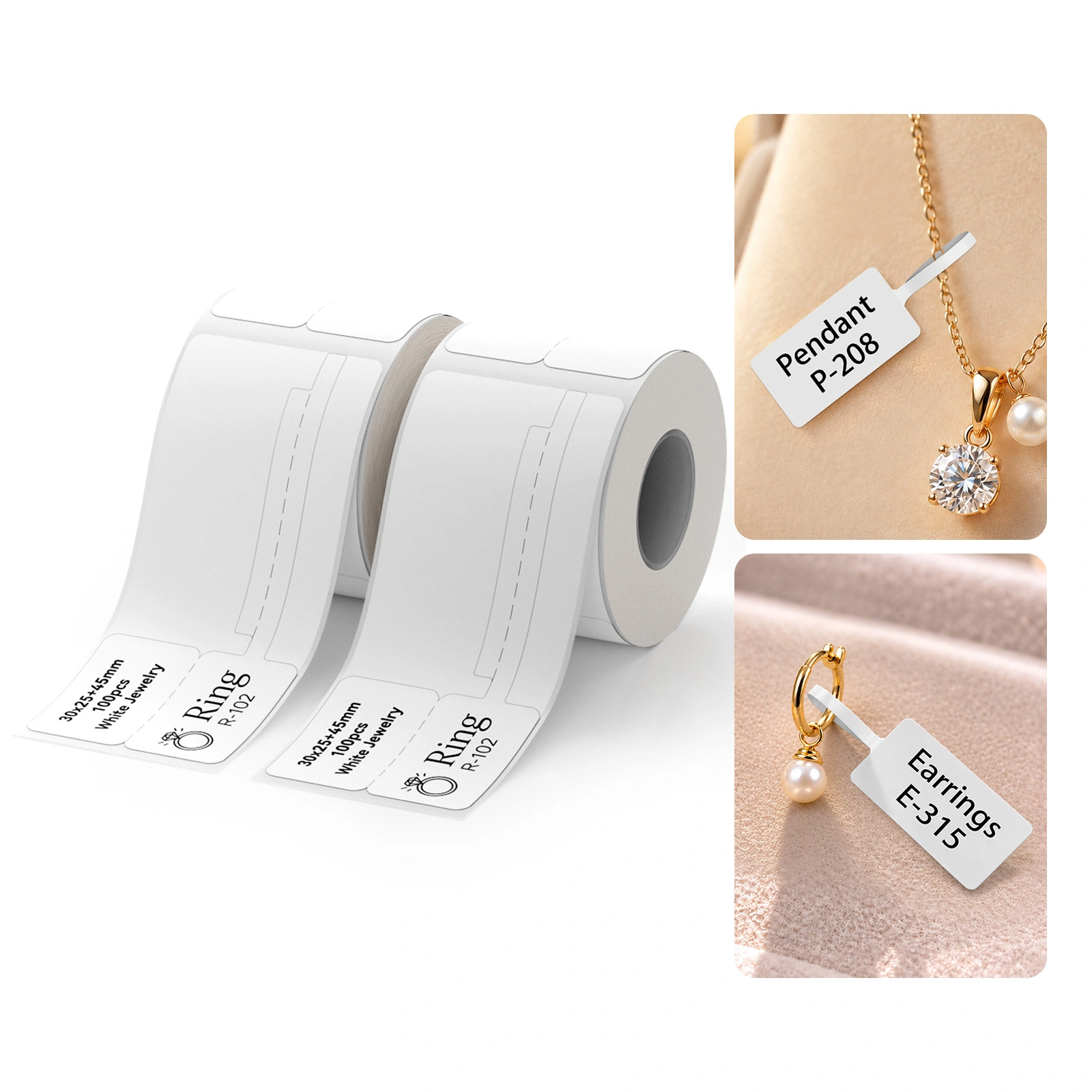 NIIMBOT Jewelry Label Paper, White & Amber, Compatible with B21, B203, B1, B3S, B31 & B4