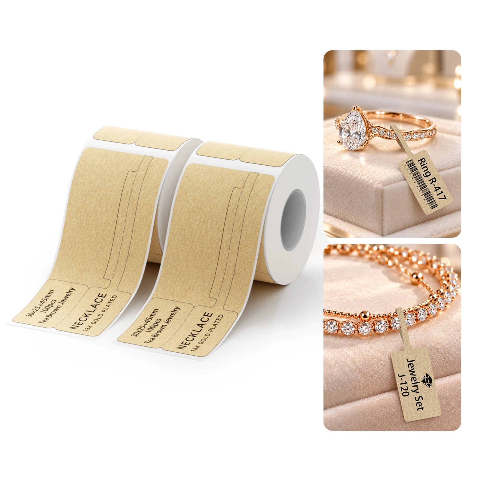 NIIMBOT Jewelry Label Paper, White & Amber, Compatible with B21, B203, B1, B3S, B31 & B4
