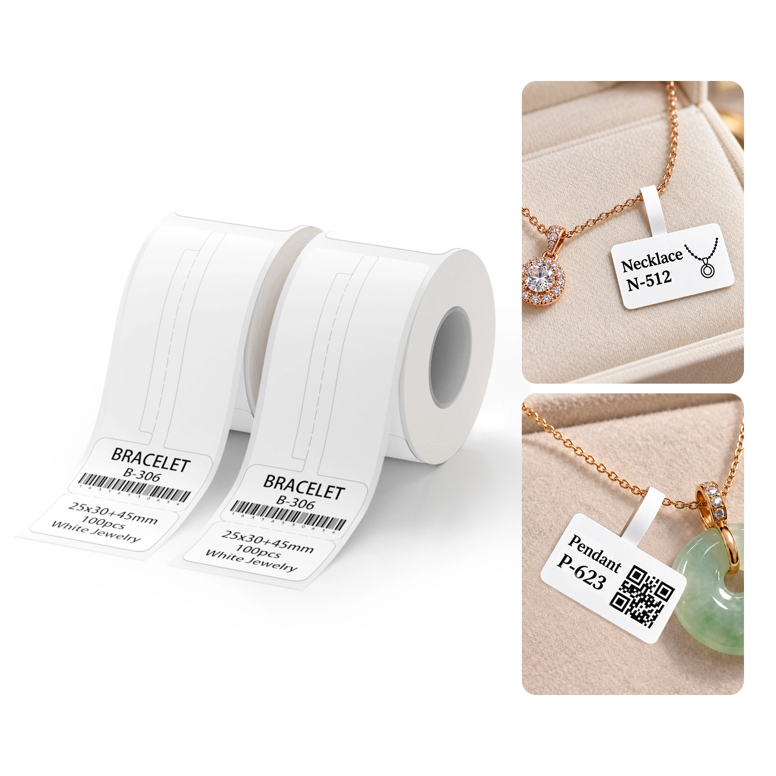 NIIMBOT Jewelry Label Paper, White & Amber, Compatible with B21, B203, B1, B3S, B31 & B4