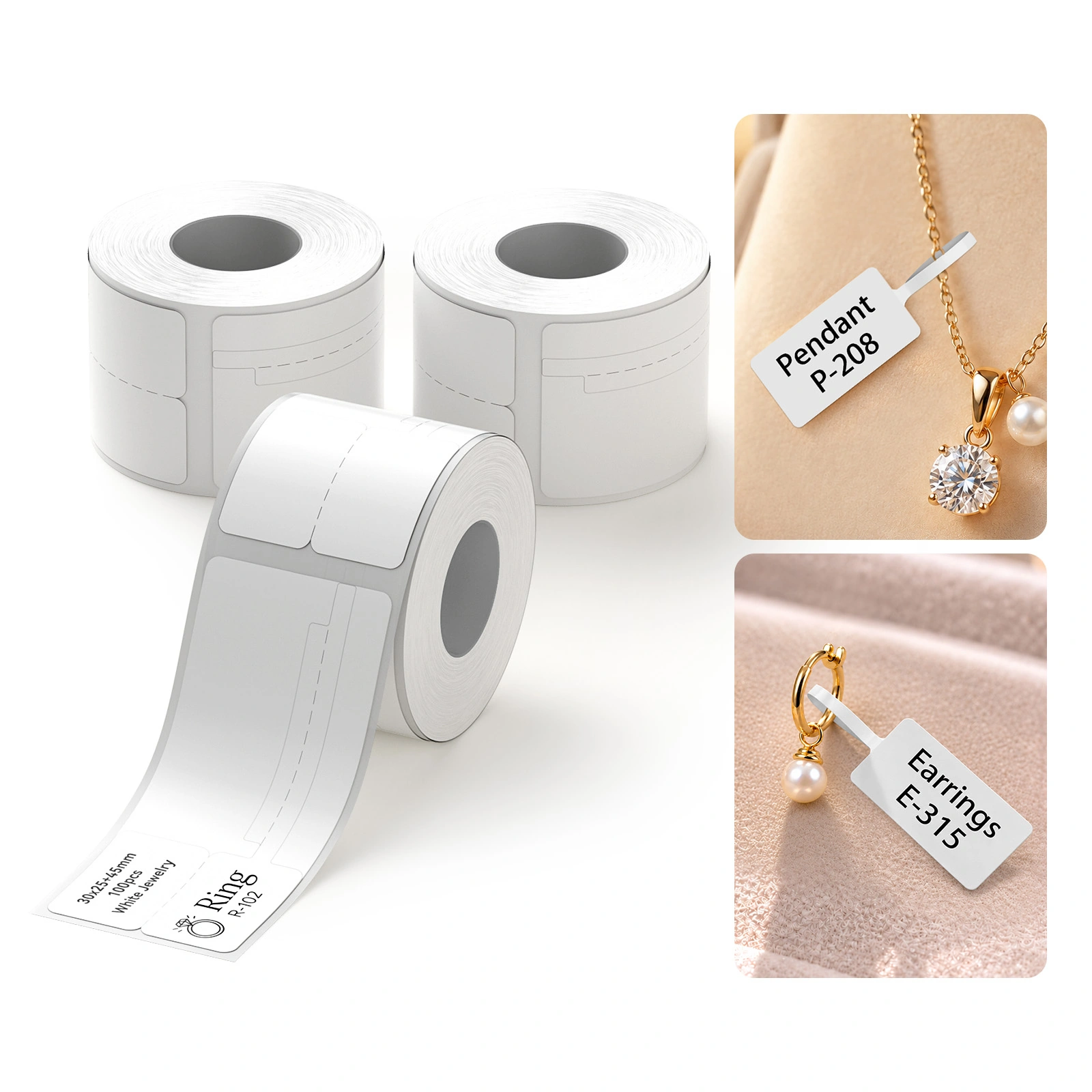 NIIMBOT Jewelry Label Paper, White & Amber, Compatible with B21, B203, B1, B3S, B31 & B4