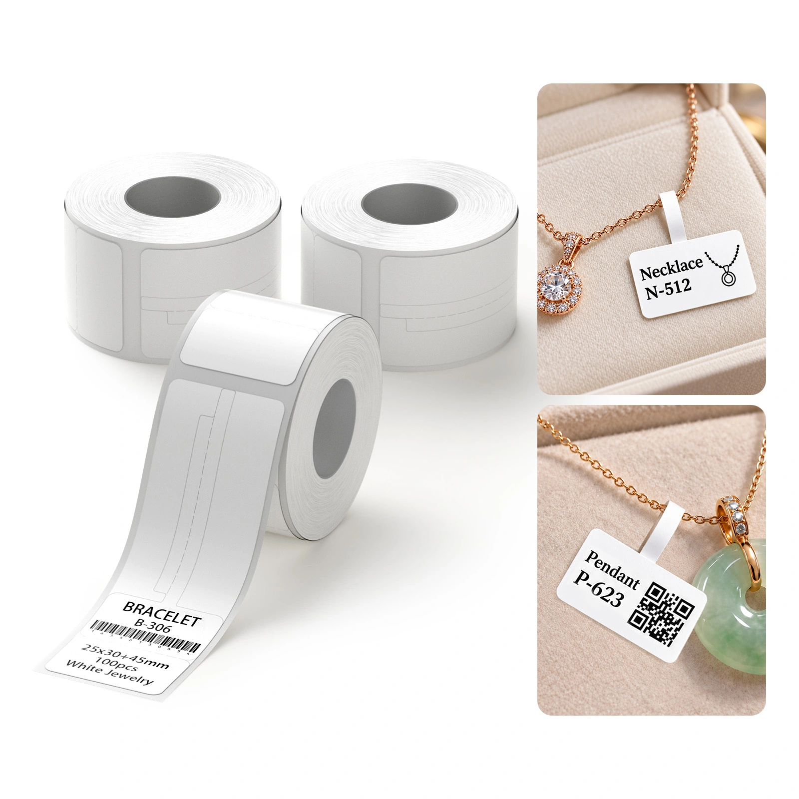 NIIMBOT Jewelry Label Paper, White & Amber, Compatible with B21, B203, B1, B3S, B31 & B4