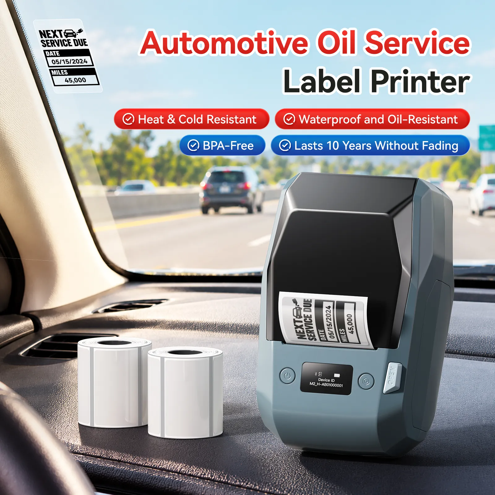 NIIMBOT M2 Thermal Transfer Label Maker, Smart Color Printing with Phones & PC for Vehicle maintenance reminder label