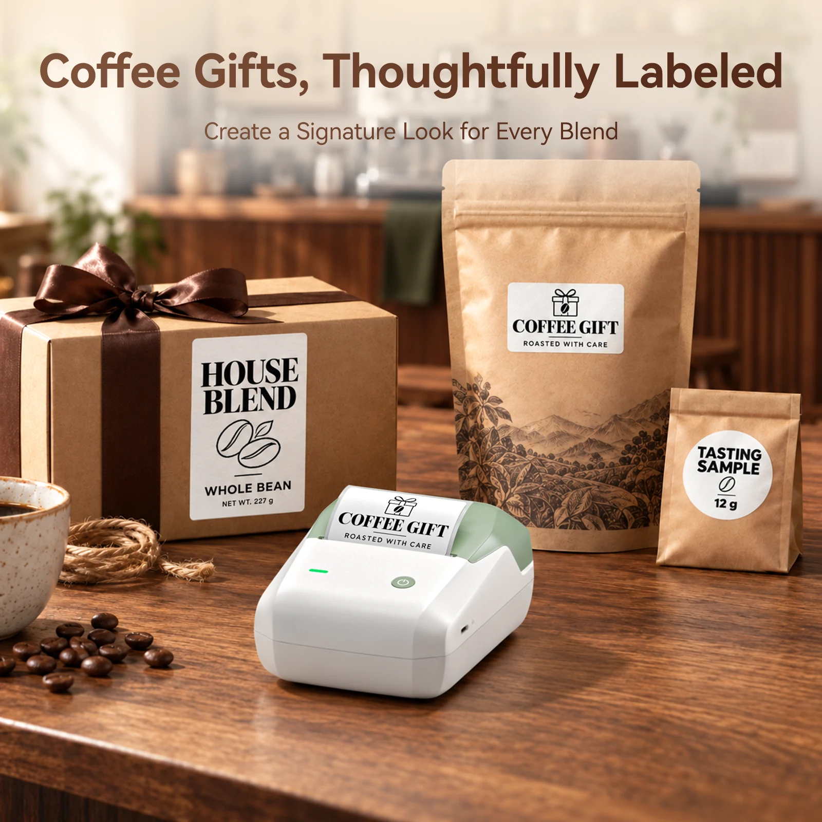NIIMBOT B1 Pro Coffee Shop Label Printer with Red & Black Printing