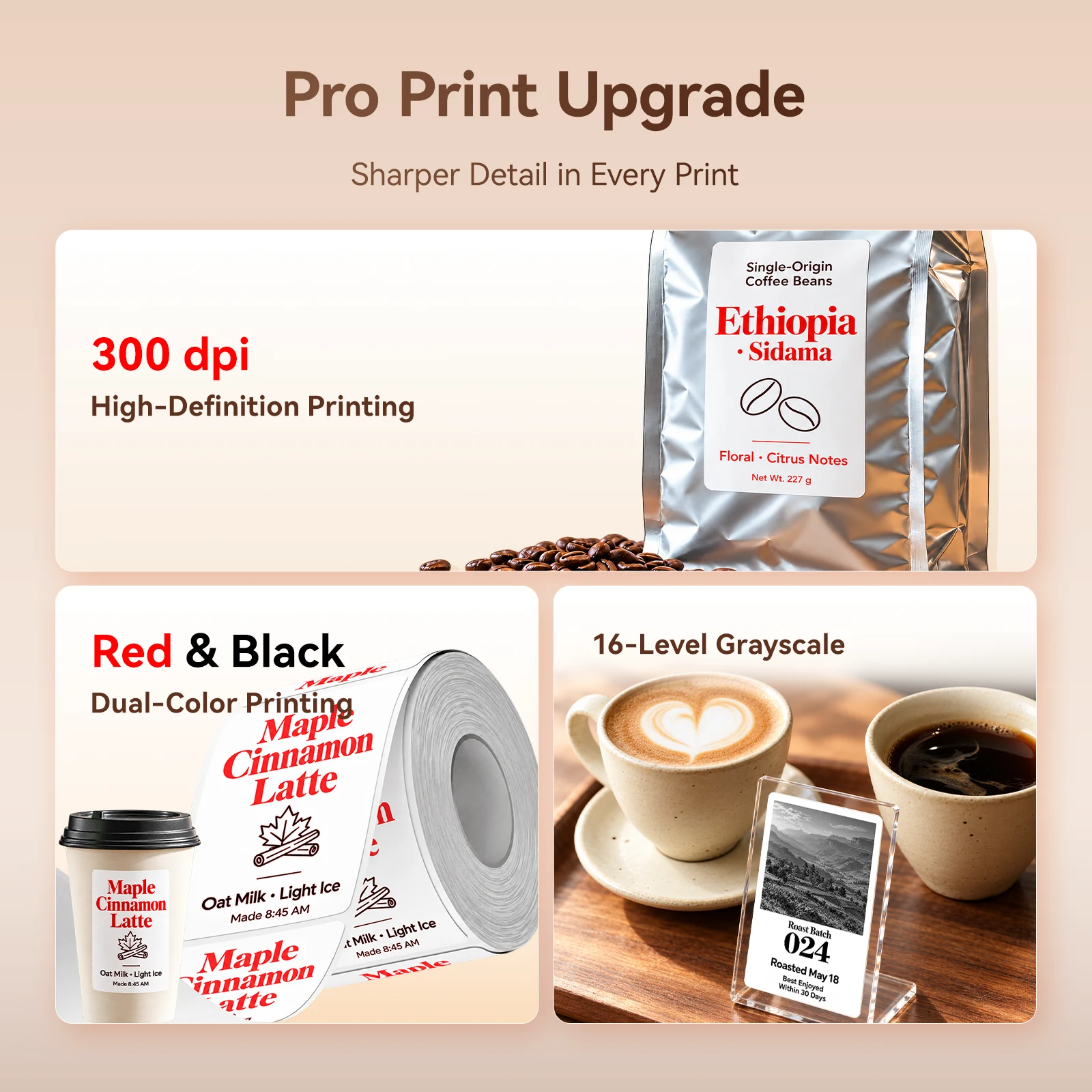 NIIMBOT B1 Pro Coffee Shop Label Printer with Red & Black Printing