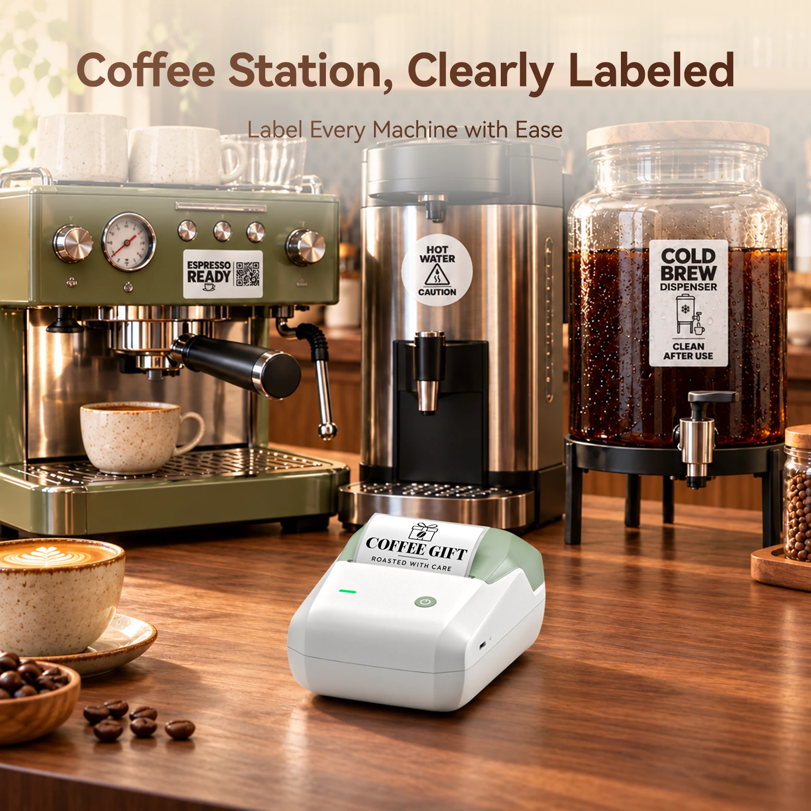 NIIMBOT B1 Pro Coffee Shop Label Printer with Red & Black Printing
