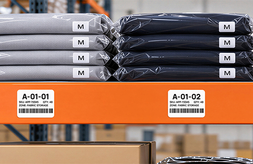 Warehouse Shelf Stock Labels scene