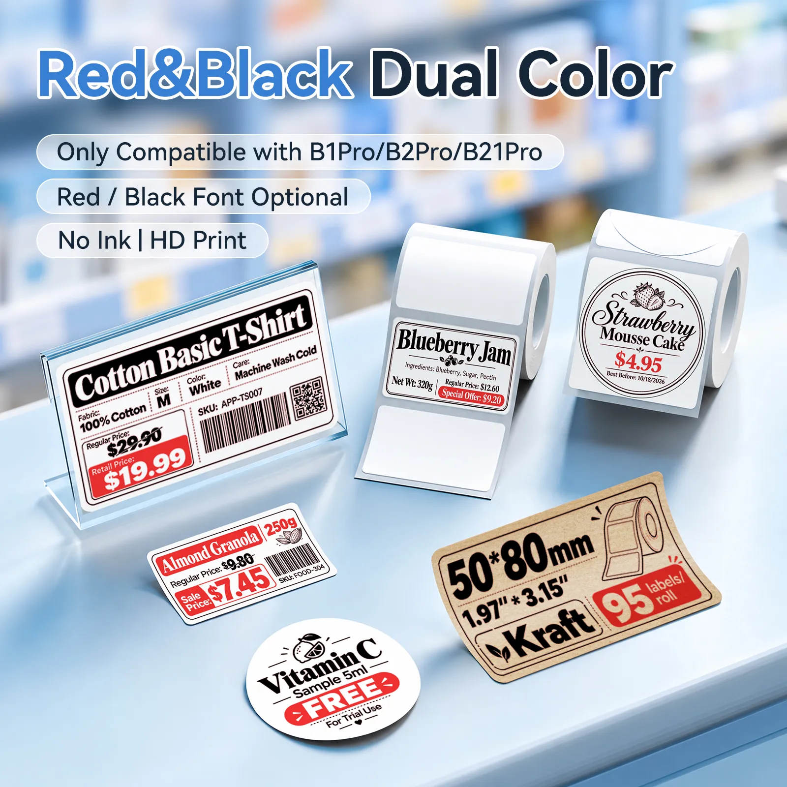 Red&Black Labels Only for B21 Pro, B1 Pro, B2 Pro