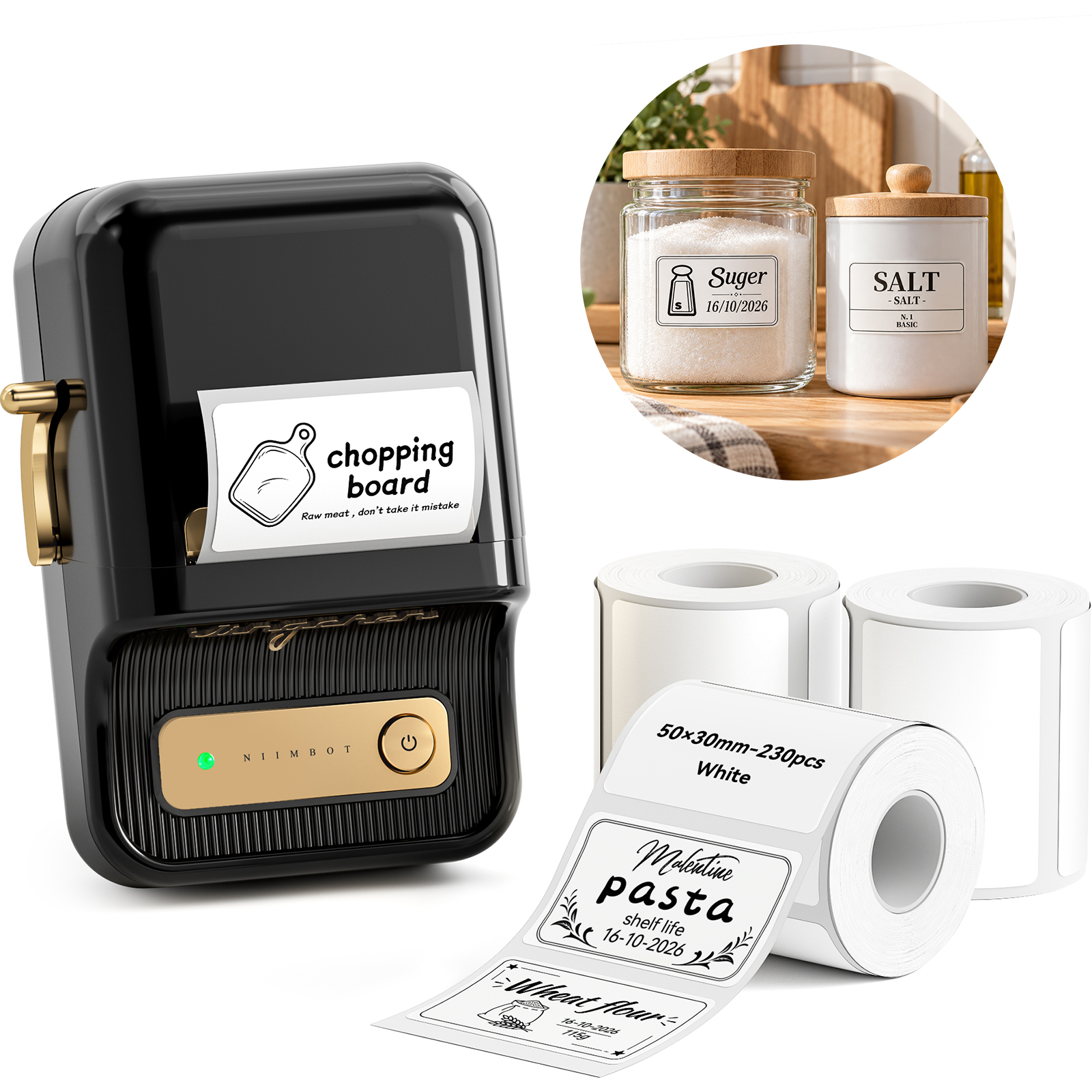 NIIMBOT B21 Bluetooth Thermal Kitchen Storage Labels Printer, Efficient for Home, Support PC&Phone