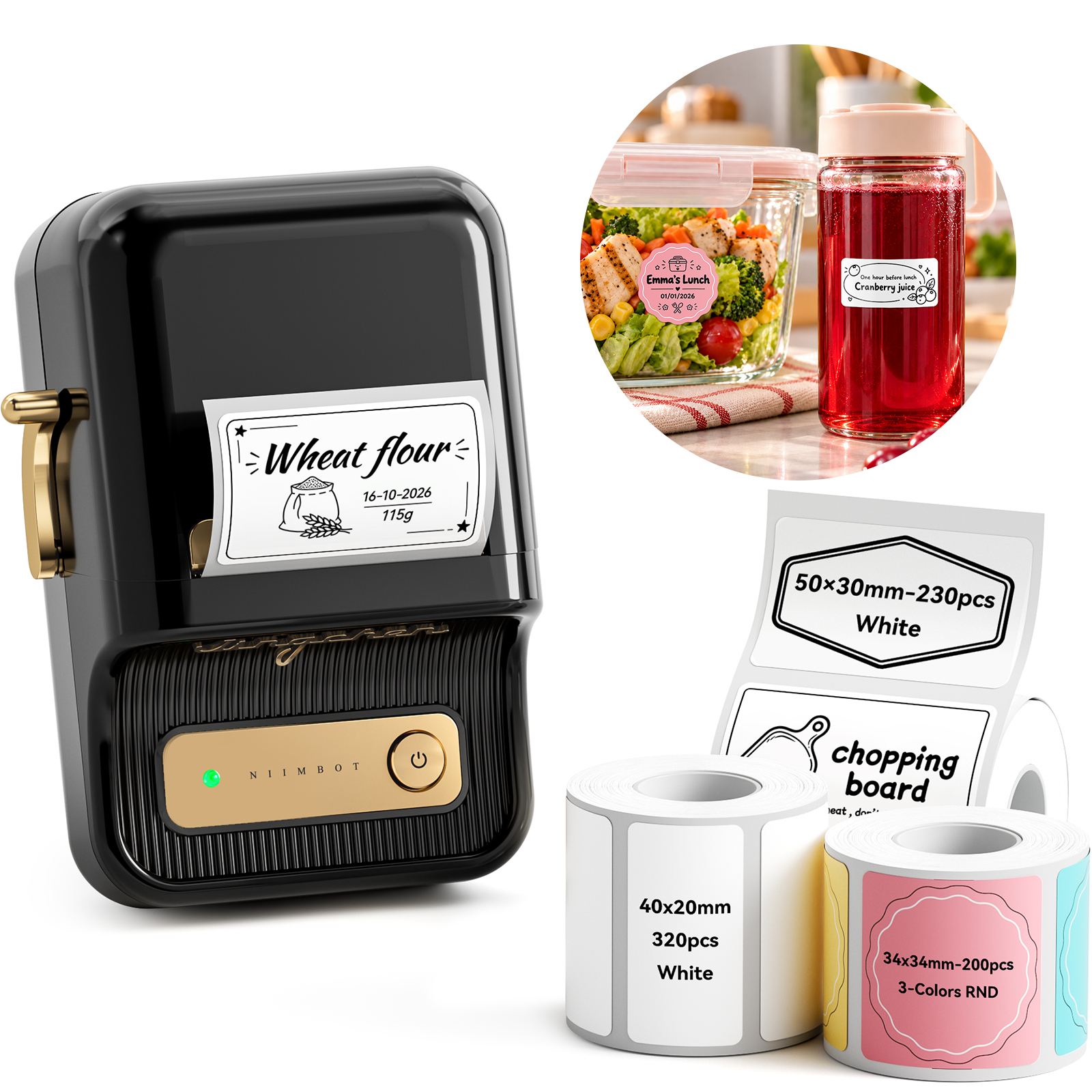 NIIMBOT B21 Bluetooth Thermal Kitchen Storage Labels Printer, Efficient for Home, Support PC&Phone