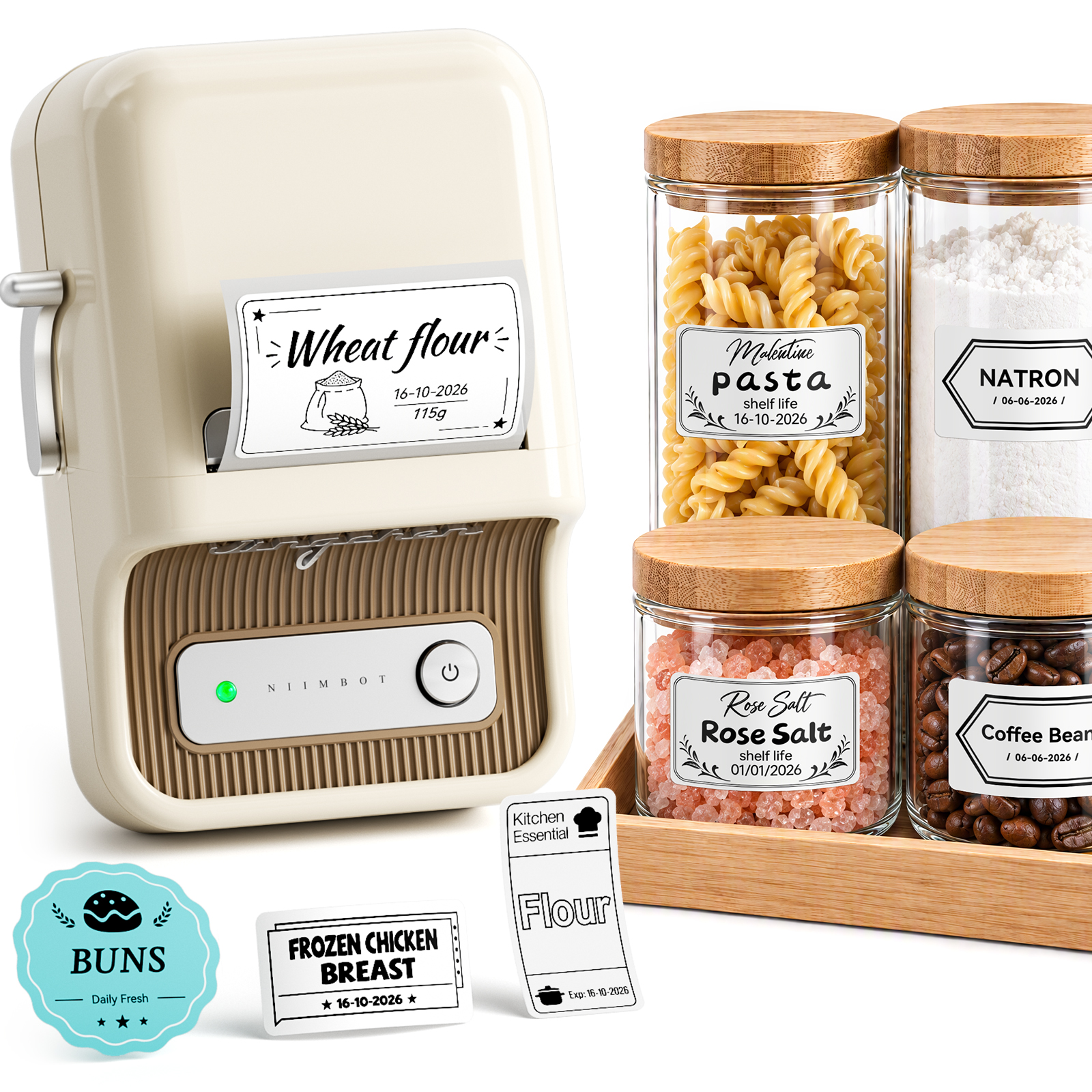 NIIMBOT B21 Bluetooth Thermal Kitchen Storage Labels Printer, Efficient for Home, Support PC&Phone