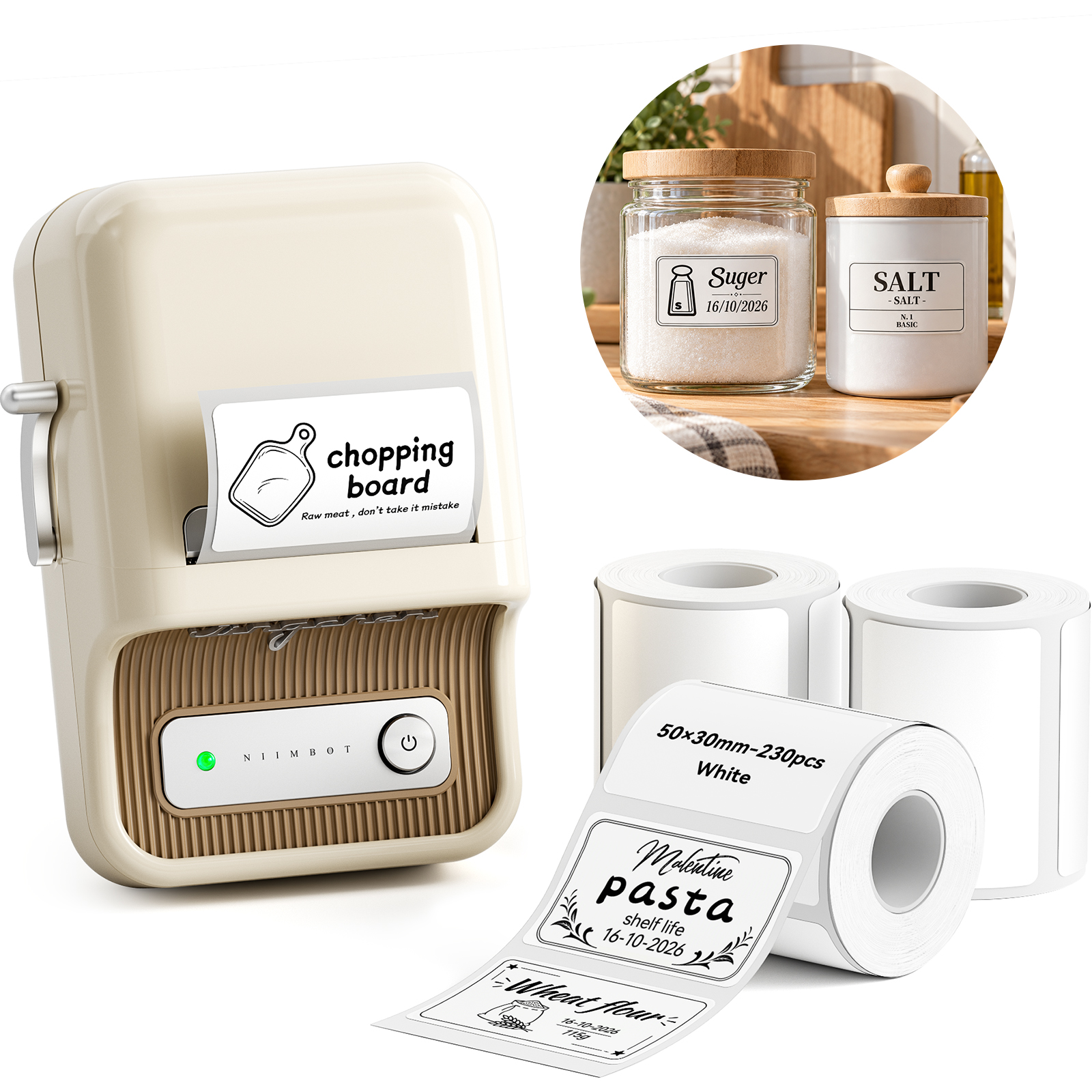 NIIMBOT B21 Bluetooth Thermal Kitchen Storage Labels Printer, Efficient for Home, Support PC&Phone