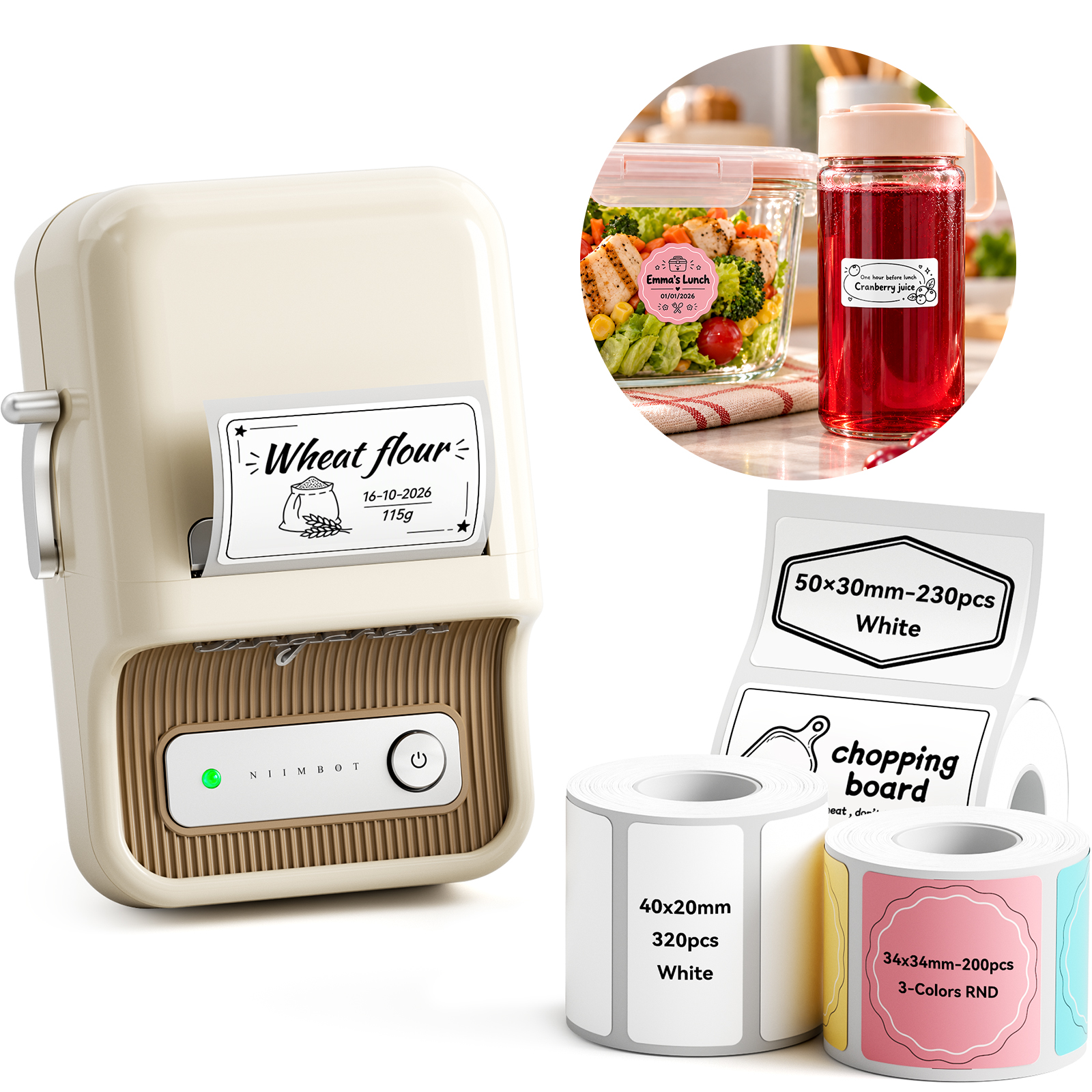 NIIMBOT B21 Bluetooth Thermal Kitchen Storage Labels Printer, Efficient for Home, Support PC&Phone
