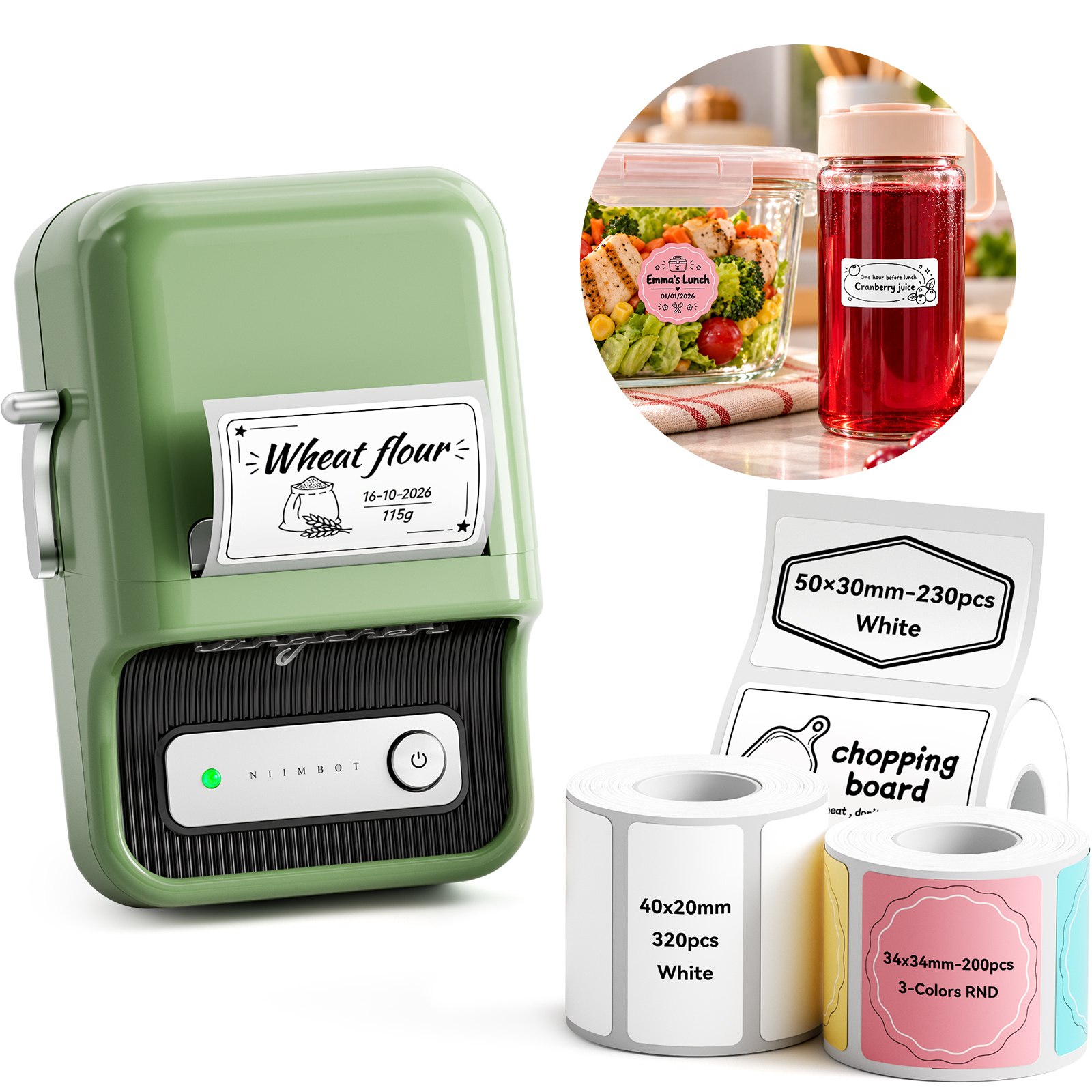 NIIMBOT B21 Bluetooth Thermal Kitchen Storage Labels Printer, Efficient for Home, Support PC&Phone
